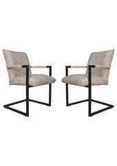 HSM-collectie - Eetkamerstoel Boston S/2 - 56x68x89 - Naturel/Zwart - Stof/Metaal