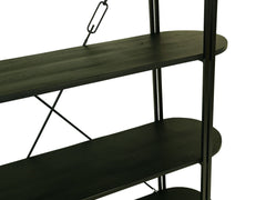 HSM-collectie-Wandkast Met 4 Planken-130x39x140-Zwart-Mango/Metaal