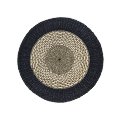 HSM-collectie Vloerkleed Malibu -ø100-Natuur/Zwart-Raffia/Zeegras