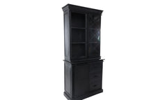 HSM-collectie Vitrinekast Melbourne 2 Deur 3La-95x45x195-Zwart-Mango/Metaal