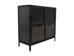 HSM-collectie Vitrinekast Brooklyn Laag 2 Deur-90x40x90-Grijs-Metaal/Glas