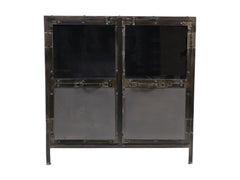HSM-collectie Vitrinekast Brooklyn Laag 2 Deur-90x40x90-Grijs-Metaal/Glas