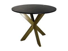 HSM-collectie - Ronde eettafel Marmer - 90x90x76 - Zwart/Goud - Marmer/Metaal