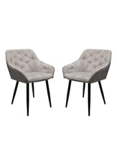 HSM-collectie - Eetkamerstoel Liverpool S/2 - 56x61x79 - Beige/Zwart - Stof/Metaal