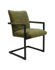 HSM-collectie - Eetkamerstoel Boston S/2 - 56x68x89 - Groen/Zwart - Stof/Metaal