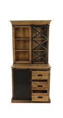 HSM Collection-Vitrinekast Melbourne 2 Deur 3La-95x45x195-Naturel/Zwart-Mango/Metaal