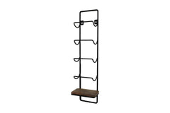 HSM-collectie - Hangend wijnrek 4 flessen - 15x10x70 - Naturel/Zwart - Mango/Metaal