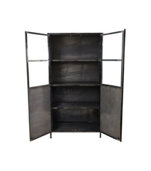 HSM-collectie Vitrinekast Brooklyn 2 Deur-90x40x180-Grijs-Metaal/Glas