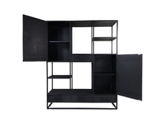HSM-collectie Wandkast Verona 2 Deur 4 La-160x40x200-Zwart-Mango/Metaal