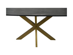HSM-collectie - Rechthoekige Eettafel Marmer - 180x90x77 - Zwart/Goud - Marmer/Metaal