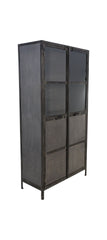 HSM-collectie Vitrinekast Brooklyn 2 Deur-90x40x180-Grijs-Metaal/Glas
