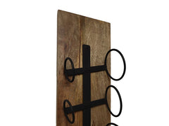 HSM-collectie - Hangend wijnrek 6 flessen - 20x13x100 - Naturel/Zwart - Mango/Metaal