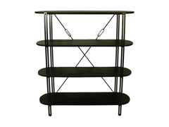 HSM-collectie-Wandkast Met 4 Planken-130x39x140-Zwart-Mango/Metaal
