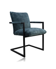 HSM-collectie - Eetkamerstoel Boston S/2 - 56x68x89 - Blauw/Zwart - Stof/Metaal