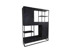 HSM-collectie Wandkast Verona 2 Deur 4 La-160x40x200-Zwart-Mango/Metaal