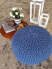 Sitzpouf Pouf Gebreide kruk Gebreide poef Ø 55cm PREMIUM Binnenplaats Zwembad Tuin duurzaam