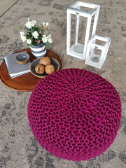 Sitzpouf Pouf Gebreide kruk Gebreide poef Ø 55cm PREMIUM Binnenplaats Zwembad Tuin Duurzaam