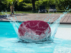 Sitzpouf Pouf Gebreide kruk Gebreide poef Ø 55cm PREMIUM Binnenplaats Zwembad Tuin Duurzaam