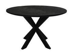HSM-collectie - Ronde eettafel met mozaïek - 120x120x77 - Zwart - Mango/Metaal