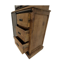 HSM Collection-Vitrinekast Melbourne 2 Deur 3La-95x45x195-Naturel/Zwart-Mango/Metaal