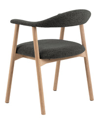 HSM-collectie - Eetkamerstoel Ella Met Arm S/2-56x54x76-Grijs/Wit Gepigmenteerd-Stof/Eiken