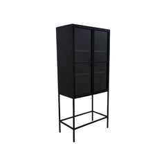 HSM-collectie Vitrinekast Manhattan 2 Deur-80x45x180-Zwart-Metaal/Glas
