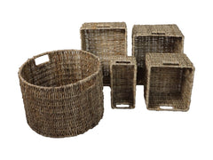 HSM-collectie Mandenset S/5-ø47x30-Natuurlijk-Bananenblad