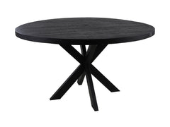 HSM-collectie - Ronde eettafel Melbourne - 120x120x76 - Zwart - Mango/Metaal