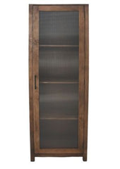 HSM Collectie-Vitrinekast 1 Deur Rechts-60x40x180-Natuurlijk-Mango/Glas