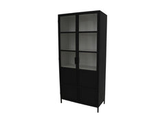 HSM-collectie Vitrinekast Bronx Hoog 2 Deur-90x40x190-Zwart/Grijs-Metaal
