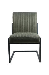 HSM Collectie-Eetkamerstoel Texas S/2-55x50x85-Groen/Grijs-Leder/Metaal