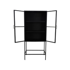 HSM-collectie Vitrinekast Manhattan 2 Deur-80x45x180-Zwart-Metaal/Glas