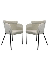 HSM-collectie - Eetkamerstoel Luca S/2 - 57x60x81 - Wit/Zwart - Stof/Metaal
