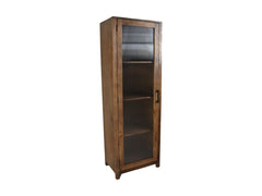 HSM Collectie-Vitrinekast 1 Deur Links-60x40x180-Natuurlijk-Mango/Glas
