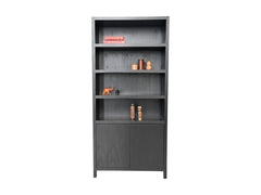 HSM-collectie Wandkast Met 4 Vakken-100x42x215-Zwart-Teakfineer