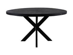 HSM-collectie - Ronde eettafel Melbourne - 140x140x76 - Zwart - Mango/Metaal