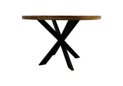 HSM-collectie - Round Dining Table Melbourne - 80x80x76 - Naturel/Zwart - Mango/Metaal