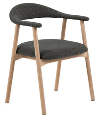 HSM-collectie - Eetkamerstoel Ella Met Arm S/2-56x54x76-Grijs/Wit Gepigmenteerd-Stof/Eiken