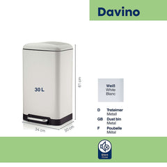 Davino Trash Can with Pedal 30 liters - Afvalemmer