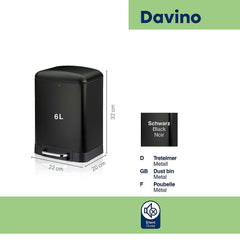 Davino Trash Can with Pedal 6 liters - Afvalemmer