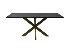 HSM-collectie - Rechthoekige Eettafel Marmer - 180x90x77 - Zwart/Goud - Marmer/Metaal