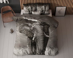 Dekbedovertrek Elegant Elephant Antraciet 135 x 200/220 - 1-persoons dekbedovertrek