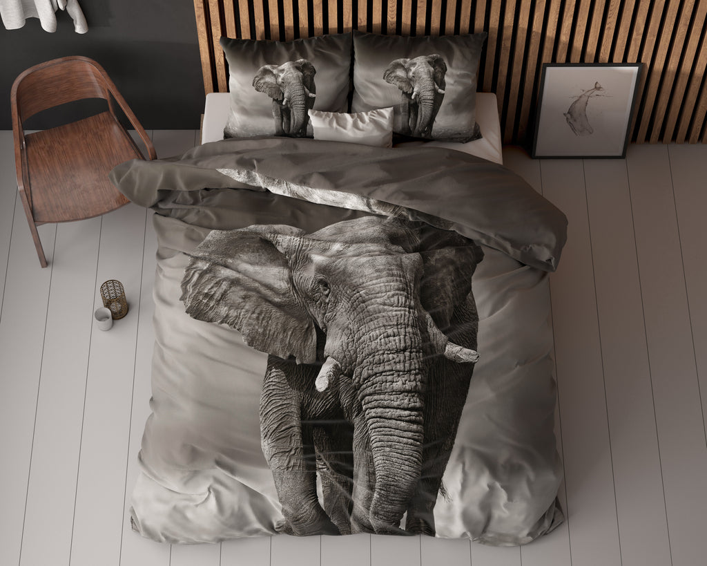Dekbedovertrek Elegante Olifant Antraciet 200 x 200/220 - 2-persoons dekbedovertrek