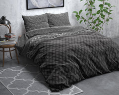 Dekbedovertrek Flanel Cheng Antraciet 140 x 200/220 - 1-persoons dekbedovertrek