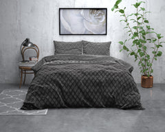 Dekbedovertrek Flanel Cheng Antraciet 140 x 200/220 - 1-persoons dekbedovertrek