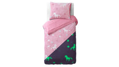 Dekbedovertrek Glow in the dark Unicorn Roze 140 x 220 - 1-persoons dekbedovertrek