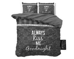 Dekbedovertrek Kiss your love Grijs 135 x 200/220 - 1-persoons dekbedovertrek