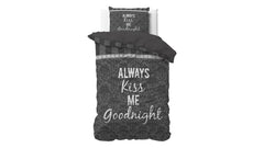 Dekbedovertrek Kiss your love Grijs 135 x 200/220 - 1-persoons dekbedovertrek