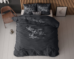 Dekbedovertrek Live, laugh, love  Antraciet 140 x 220