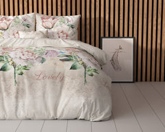 Dekbedovertrek Lovely Flower Beige 140 x 220 - 1-persoons dekbedovertrek